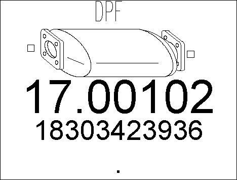 MTS 17.00102 - Nosēdumu / Daļiņu filtrs, Izplūdes gāzu sistēma www.autospares.lv