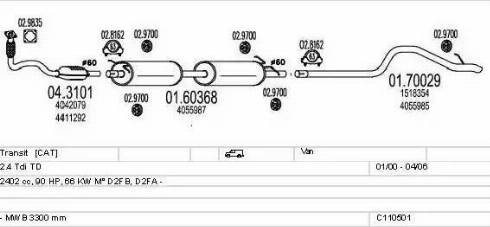 MTS C110501009105 - Izplūdes gāzu sistēma www.autospares.lv