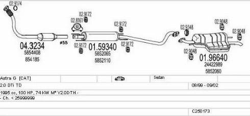 MTS C250173005293 - Izplūdes gāzu sistēma www.autospares.lv