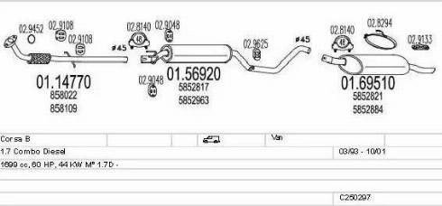 MTS C250297005433 - Izplūdes gāzu sistēma www.autospares.lv