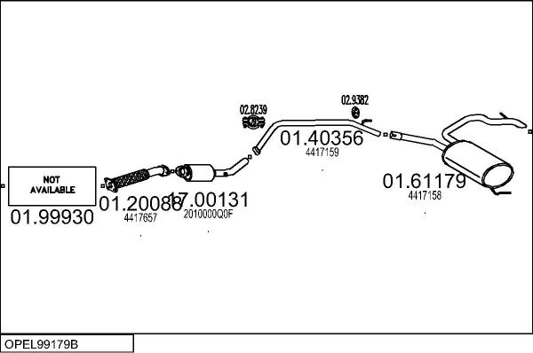 MTS OPEL99179B019924 - Izplūdes gāzu sistēma www.autospares.lv