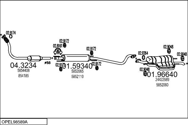 MTS OPEL98589A013743 - Izplūdes gāzu sistēma www.autospares.lv