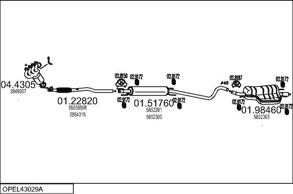 MTS OPEL43029A019428 - Izplūdes gāzu sistēma www.autospares.lv