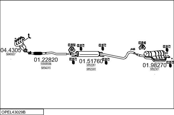 MTS OPEL43029B019428 - Izplūdes gāzu sistēma www.autospares.lv