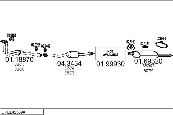 MTS OPEL42589A003880 - Izplūdes gāzu sistēma www.autospares.lv