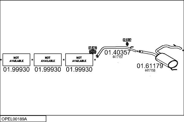 MTS OPEL00189A019924 - Izplūdes gāzu sistēma www.autospares.lv