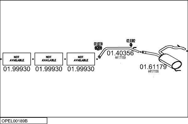 MTS OPEL00189B019924 - Izplūdes gāzu sistēma www.autospares.lv