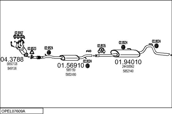 MTS OPEL07609A013994 - Izplūdes gāzu sistēma www.autospares.lv