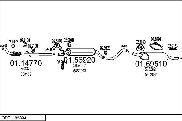 MTS OPEL18589A004077 - Izplūdes gāzu sistēma www.autospares.lv