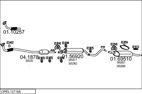 MTS OPEL12710A004077 - Izplūdes gāzu sistēma www.autospares.lv