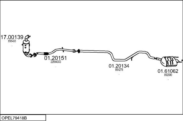 MTS OPEL79418B024303 - Izplūdes gāzu sistēma www.autospares.lv