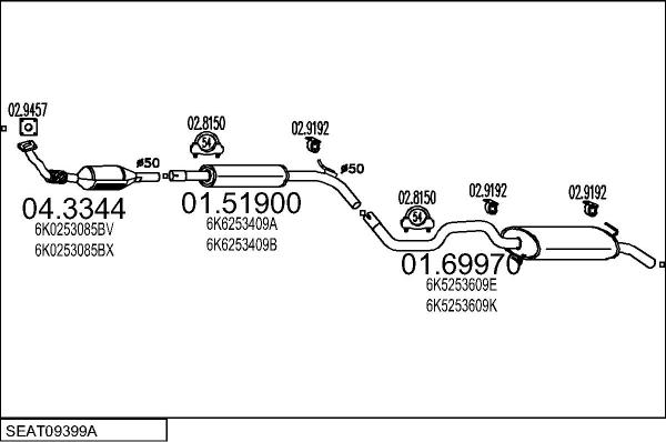 MTS SEAT09399A018154 - Izplūdes gāzu sistēma www.autospares.lv
