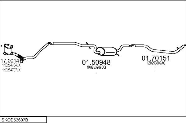 MTS SKOD53607B031591 - Izplūdes gāzu sistēma www.autospares.lv