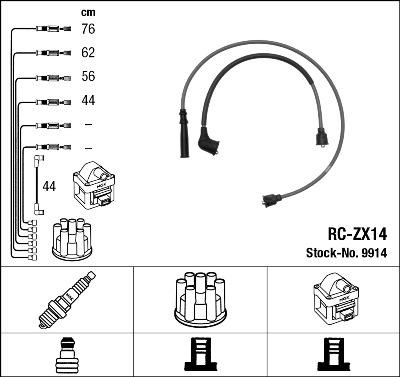 NGK 9914 - Augstsprieguma vadu komplekts www.autospares.lv