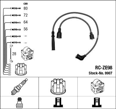 NGK 9907 - Augstsprieguma vadu komplekts www.autospares.lv