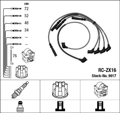 NGK 9917 - Augstsprieguma vadu komplekts www.autospares.lv