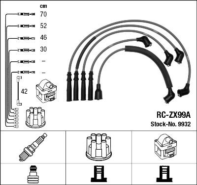 NGK 9932 - Augstsprieguma vadu komplekts www.autospares.lv