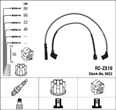 NGK 9922 - Augstsprieguma vadu komplekts www.autospares.lv