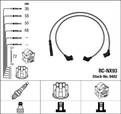 NGK 9482 - Augstsprieguma vadu komplekts www.autospares.lv