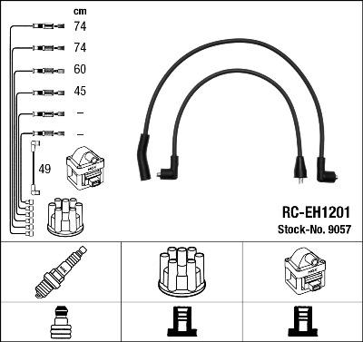 NGK 9057 - Augstsprieguma vadu komplekts www.autospares.lv