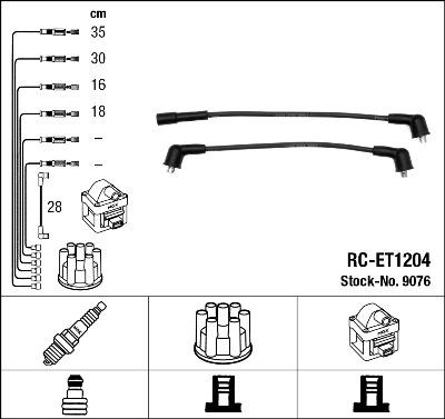 NGK 9076 - Augstsprieguma vadu komplekts www.autospares.lv