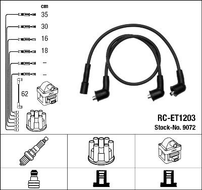 NGK 9072 - Augstsprieguma vadu komplekts www.autospares.lv