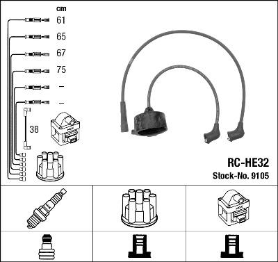 NGK 9105 - Augstsprieguma vadu komplekts www.autospares.lv