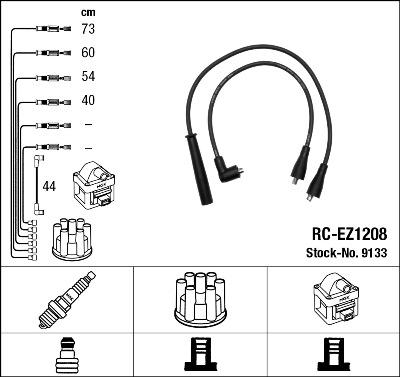 NGK 9133 - Augstsprieguma vadu komplekts www.autospares.lv