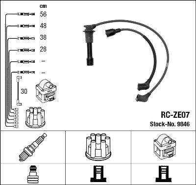 NGK 9846 - Augstsprieguma vadu komplekts www.autospares.lv