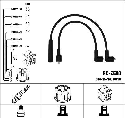 NGK 9848 - Augstsprieguma vadu komplekts www.autospares.lv