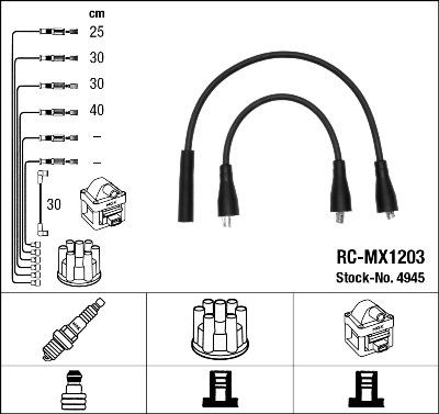 NGK 4945 - Augstsprieguma vadu komplekts www.autospares.lv