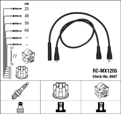 NGK 4947 - Augstsprieguma vadu komplekts www.autospares.lv