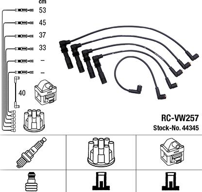 NGK 44345 - Augstsprieguma vadu komplekts www.autospares.lv