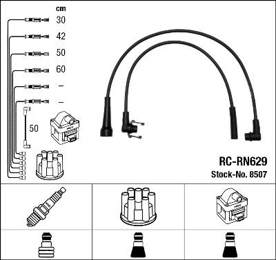 NGK 8507 - Augstsprieguma vadu komplekts www.autospares.lv