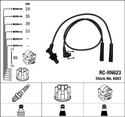 NGK 8493 - Augstsprieguma vadu komplekts www.autospares.lv