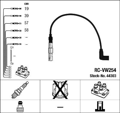 NGK 44303 - Augstsprieguma vadu komplekts www.autospares.lv