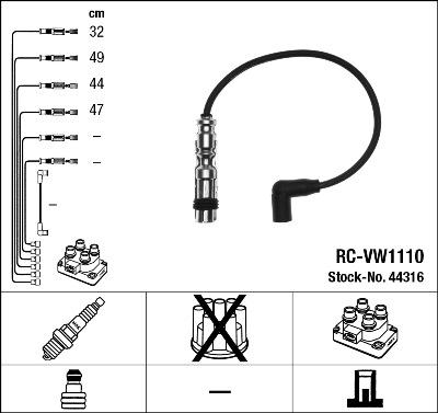 NGK 44316 - Augstsprieguma vadu komplekts www.autospares.lv