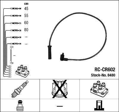 NGK 8480 - Augstsprieguma vadu komplekts www.autospares.lv