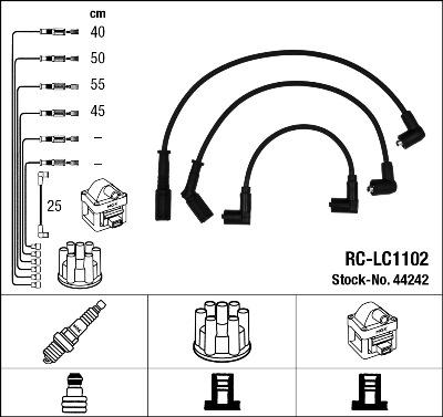 NGK 44242 - Augstsprieguma vadu komplekts www.autospares.lv