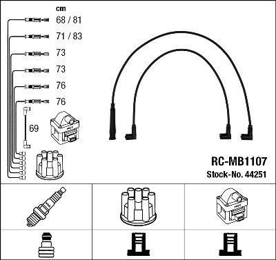 NGK 44251 - Augstsprieguma vadu komplekts www.autospares.lv