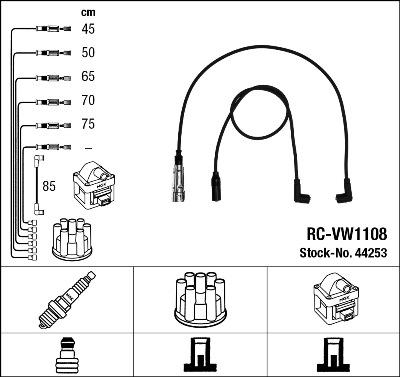 NGK 44253 - Augstsprieguma vadu komplekts www.autospares.lv