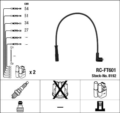 NGK 8192 - Augstsprieguma vadu komplekts www.autospares.lv