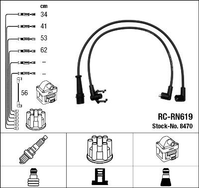 NGK 8470 - Augstsprieguma vadu komplekts www.autospares.lv