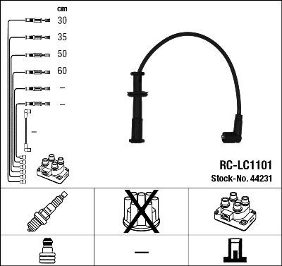 NGK 44231 - Augstsprieguma vadu komplekts www.autospares.lv