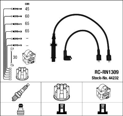 NGK 44232 - Augstsprieguma vadu komplekts www.autospares.lv