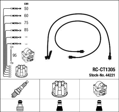 NGK 44221 - Augstsprieguma vadu komplekts www.autospares.lv