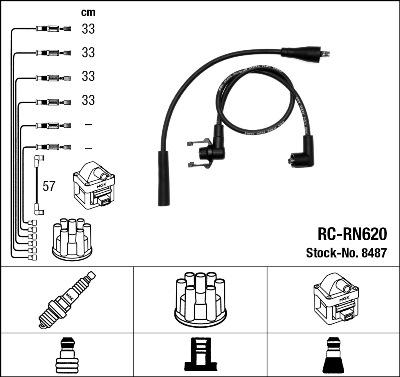 NGK 8487 - Augstsprieguma vadu komplekts www.autospares.lv