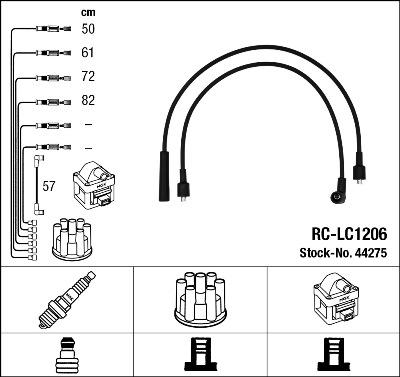 NGK 44275 - Augstsprieguma vadu komplekts www.autospares.lv