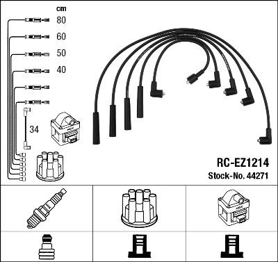 NGK 44271 - Augstsprieguma vadu komplekts www.autospares.lv