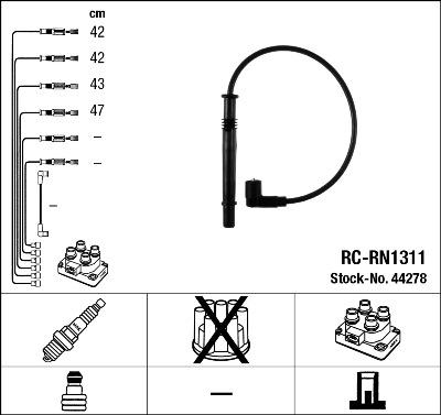 NGK 44278 - Augstsprieguma vadu komplekts www.autospares.lv